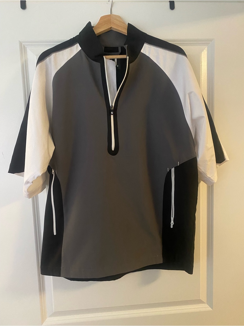 FootJoy Gray, Black and White Short-Sleeve Performance Half Zip
